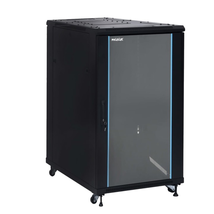 Phasak Armario Rack PRO 19" 22U 600 x 600 negro con ventilación - PHO 6622