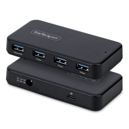 StarTech.com Hub Ladrón USB-A de 4 Puertos - 5Gbps - Autoalimentado - Cable Host 2 en 1 Tipo C y Tipo A - Puerto de Carga BC