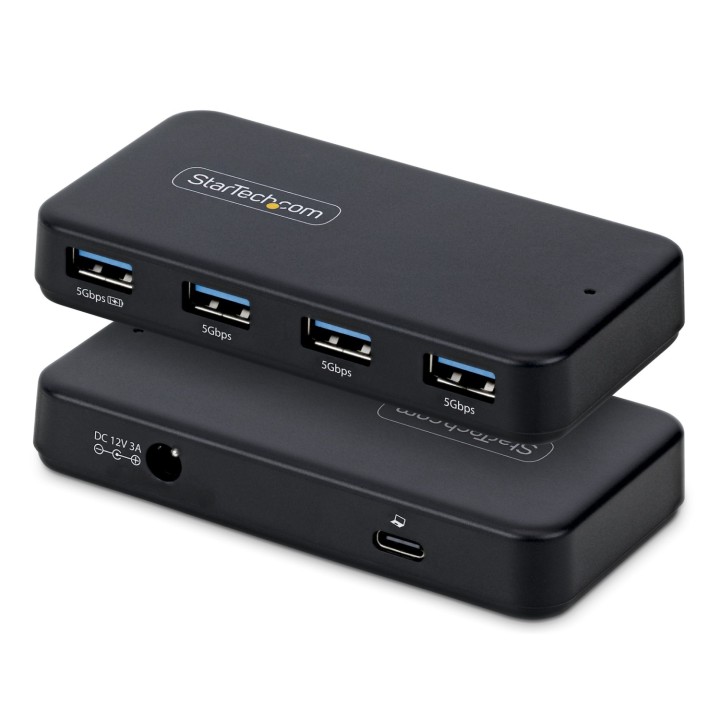 StarTech.com Hub Ladrón USB-A de 4 Puertos - 5Gbps - Autoalimentado - Cable Host 2 en 1 Tipo C y Tipo A - Puerto de Carga BC