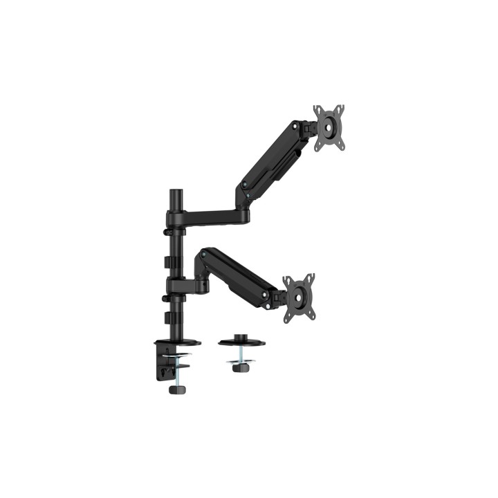AISENS Soporte de Mesa Eco Contrapeso Giratorio e Inclinable Para Monitor/TV 9kg (3 Pivotes, 2 Brazos) de 17-32", Negro