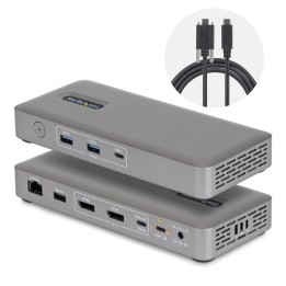 StarTech.com Docking Station USB4 USB-C Universal sin Controladores de 2 Monitores para macOS/Windows - con Carga de 100W para
