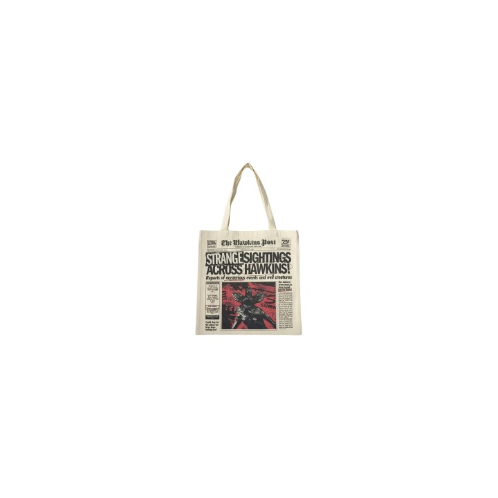 Bolsa Shopping Stranger Things The Hawkins Post de Tela Beige