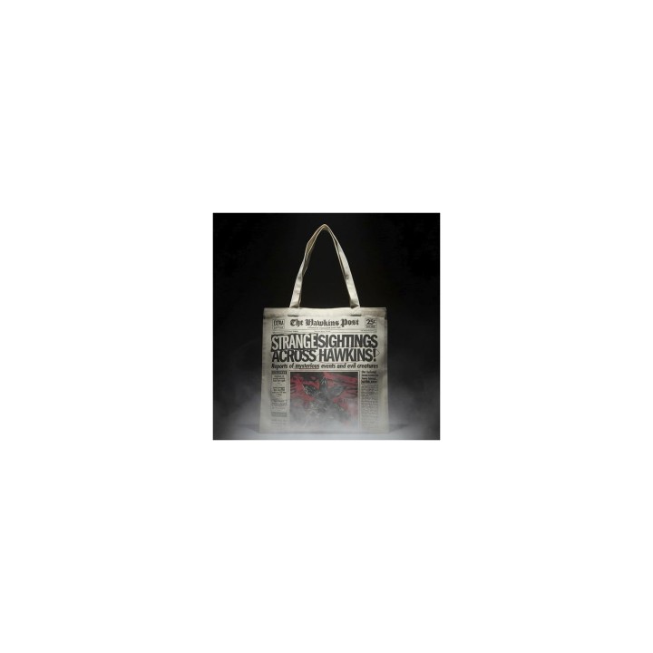 Bolsa Shopping Stranger Things The Hawkins Post de Tela Beige