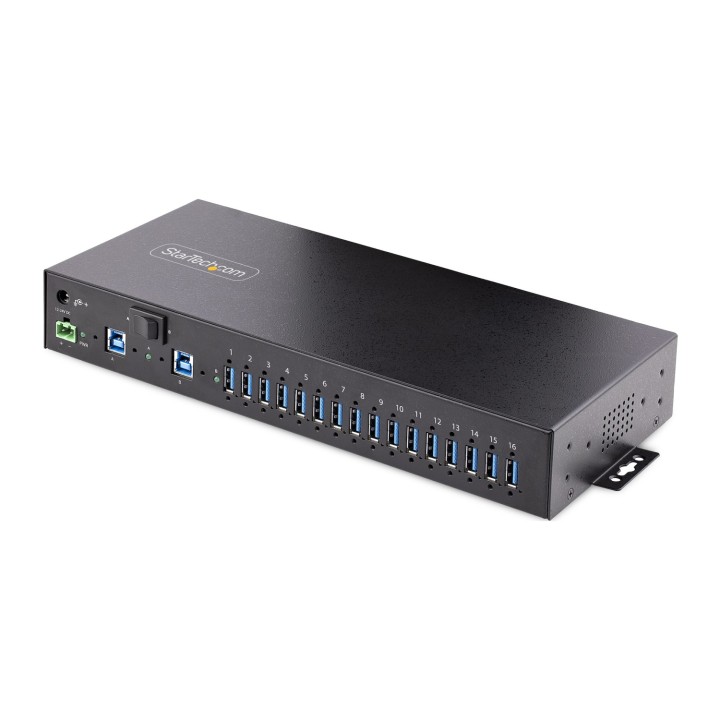 StarTech.com Hub Ladrón USB 3.0 5Gb de 16 Puertos Industrial - Metal - Montaje en Rack/Superficie/DIN - Carga Compartida USB