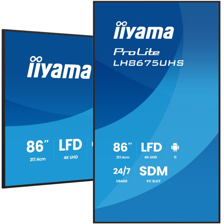 iiyama LH8675UHS-B2AG pantalla de señalización Pantalla plana para señalización digital 2,17 m (85.6") LCD Wifi 500 cd / m² 4K
