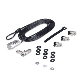 StarTech.com Juego de Candado para Ordenador de Sobremesa o Portátil y Periféricos - Cable de 3m de Acero - Candado Antirrobo -