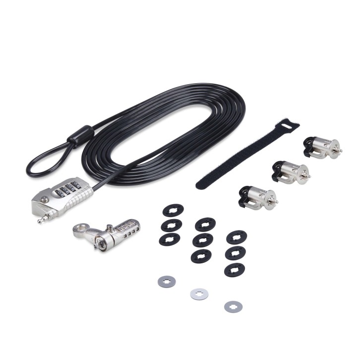 StarTech.com Juego de Candado para Ordenador de Sobremesa o Portátil y Periféricos - Cable de 3m de Acero - Candado Antirrobo -