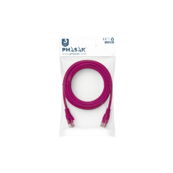 Phasak Cable de Red 100% Cu Cat.6 UTP Sólido Violeta 0.25 M
