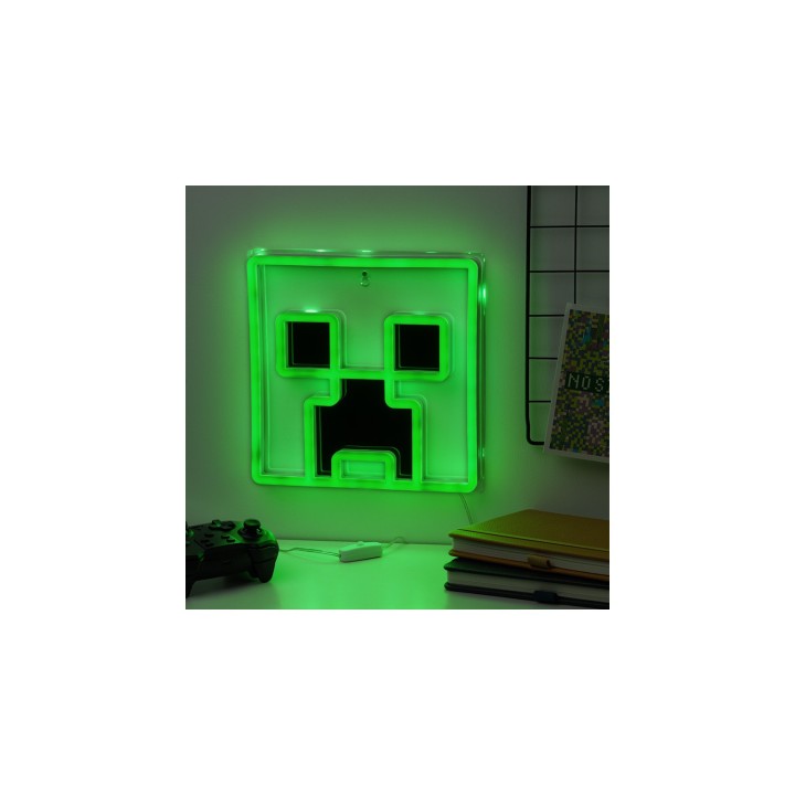 Lámpara LED Neón Minecraft Creeper para Pared 25 cm USB