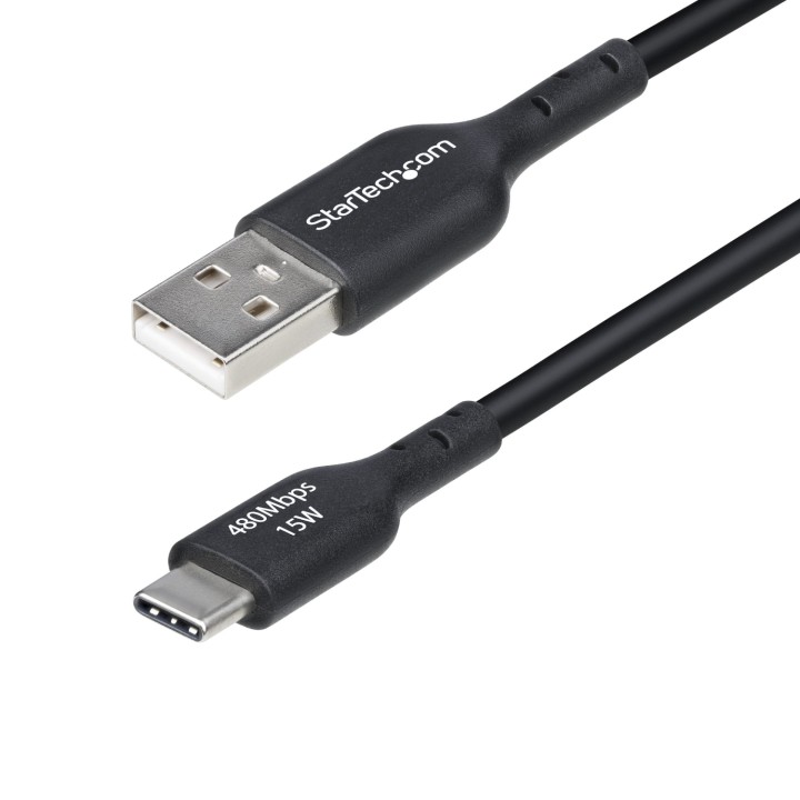 StarTech.com Cable de Carga USB-A a USB-C de 2m - Cable de Carga USB Tipo C - Carga Rápida de 3A - Cable de Transferencia de