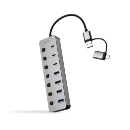 Nanocable HUB USB-C+USB-A/M a 4xUSB-A + 3xUSB-C 3.0 + USB-C 5V