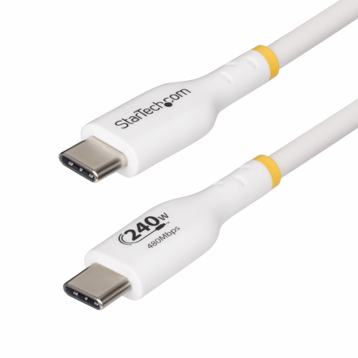StarTech.com Cable de Carga para Portátil USB-C de 4m - Cable USB Tipo C USB 2.0 para Portátil - Blanco - Cable con
