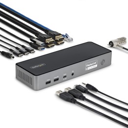 StarTech.com Docking Station Universal USB-C de 3 Pantallas - Docking Station USB Tipo C HDMI DP - PD 140W para Carga de