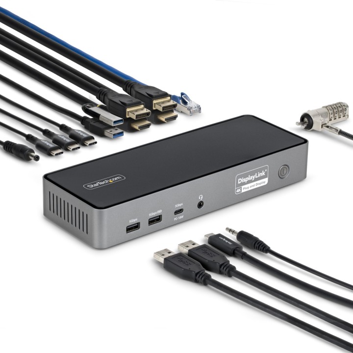 StarTech.com Docking Station Universal USB-C de 3 Pantallas - Docking Station USB Tipo C HDMI DP - PD 140W para Carga de
