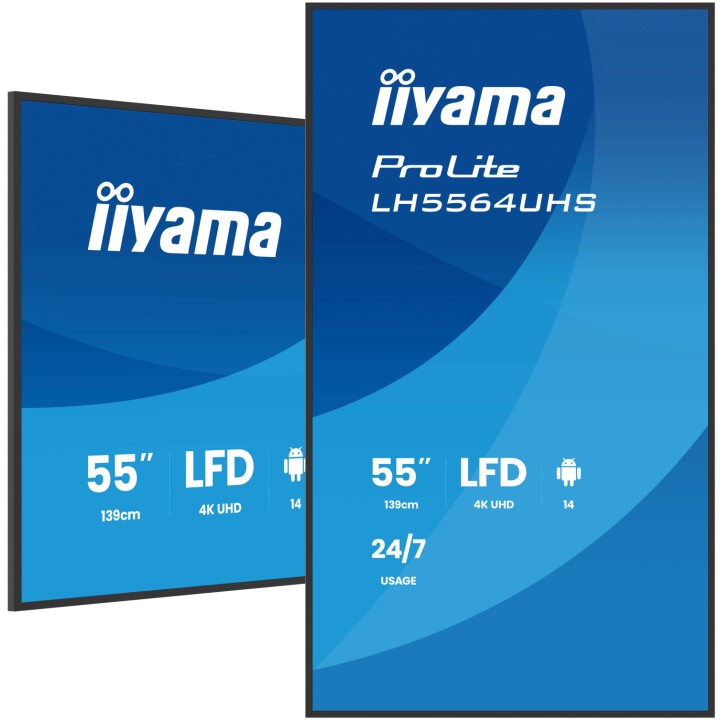 iiyama LH5564UHS-B1AG pantalla de señalización Pantalla plana para señalización digital 139,7 cm (55") Wifi 500 cd / m² 4K