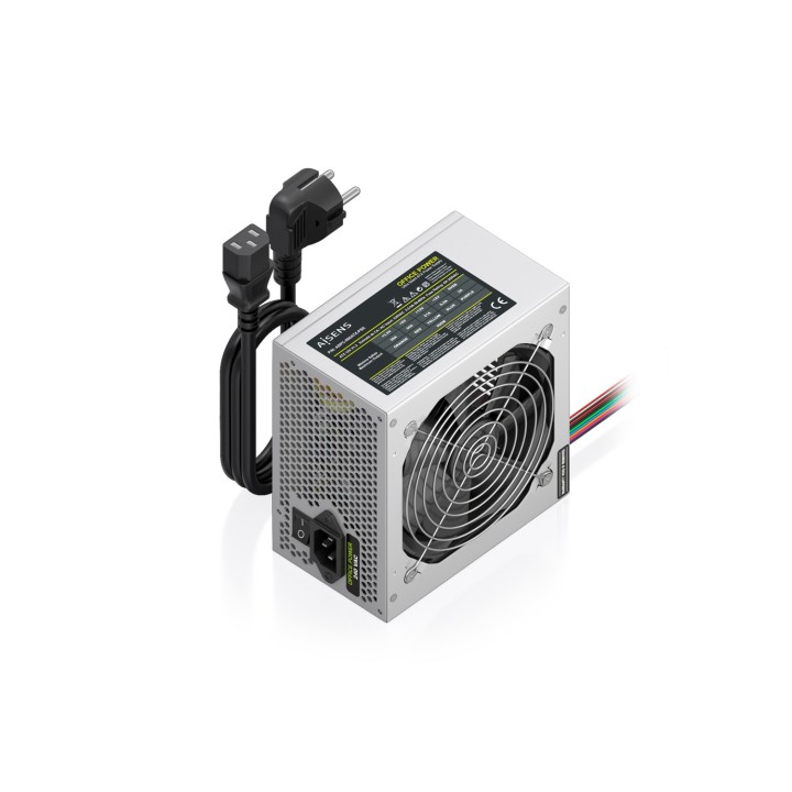 AISENS Fuente Alimentacion ATX 500W con Cable de Alimentacion OEM, Plata