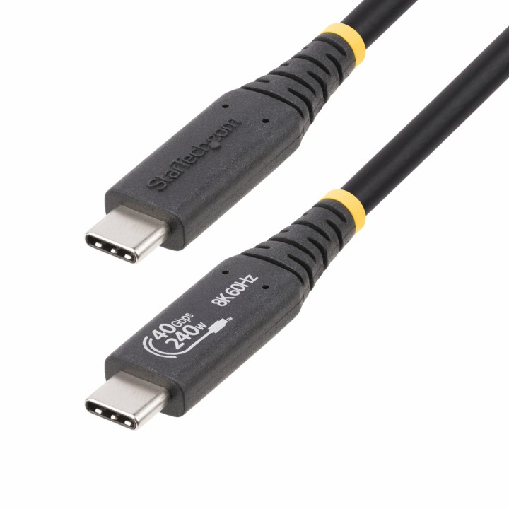 StarTech.com Cable USB4 de 50cm - Cable USB Tipo C Certificado USB-IF - Cable USB-C de 40G - PD 3.1 EPR de 240W - 8K 60Hz -