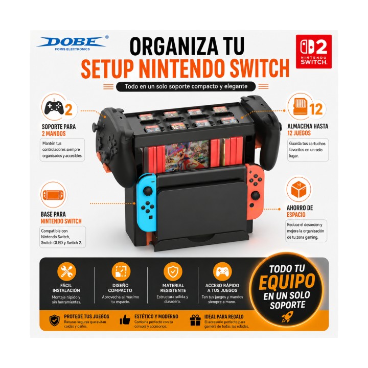 DOBE SOPORTE ALMACENAMIENTO JUEGOS Y MANDOS NINTENDO SWITCH 1_2 6972520258824