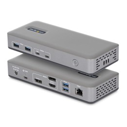 StarTech.com Docking Station USB-C - 3 Monitores 4K (2x 4K60Hz + 1x 4K30Hz) - PD 100W - 6 Puertos USB 10Gbps - GbE -