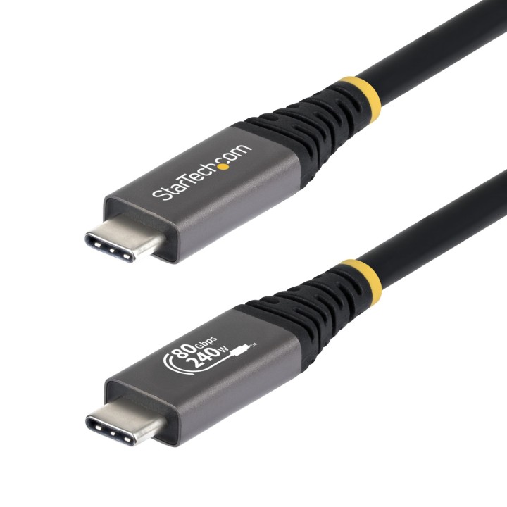 StarTech.com Cable USB4 1,5m - Cable USB-C Certificado USB-IF - 80Gbps - Cable USB Tipo C - PD de 240W - 8K120/4K240 - DP 2.1 -