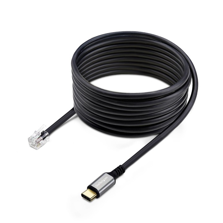 StarTech.com Adaptador USB-C a RJ9 para Auriculares con Micrófono - Adaptador USB Tipo C a RJ9 con Cable de 1,8m - Adaptador