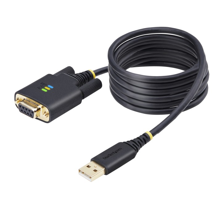 StarTech.com Cable Adaptador USB a Serie de Módem Nulo de 2m - FTDI RS232 - Tornillos DB9 Intercambiables - USB-A a DB9 RS232 -