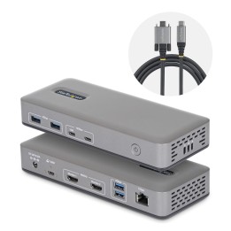 StarTech.com Docking Station USB-C de 2 Monitores HDMI - 4K 60Hz - Red Ethernet de 1Gbps - Dock Multipantalla - PD de 100W para