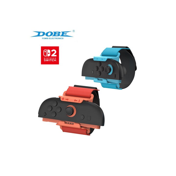 Bandas de Muñeca DOBE Ajustables para Joy-Con Nintendo Switch 2 Rojo y Azul