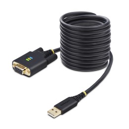 StarTech.com Cable Adaptador USB a Serie de Módem Nulo de 3m - Retención COM - Tornillos Intercambiables DB9 - USB a RS232 -