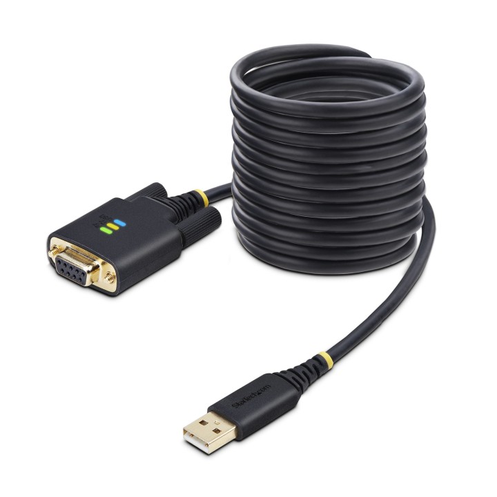 StarTech.com Cable Adaptador USB a Serie de Módem Nulo de 3m - Retención COM - Tornillos Intercambiables DB9 - USB a RS232 -