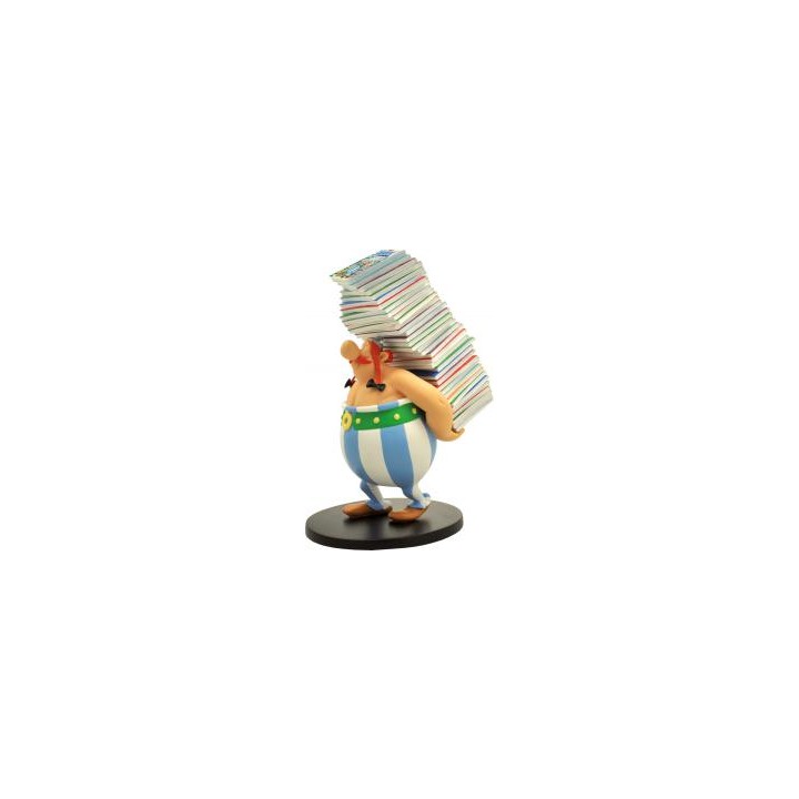 Figura Coleccionable Obelix cargando Pila De Comics