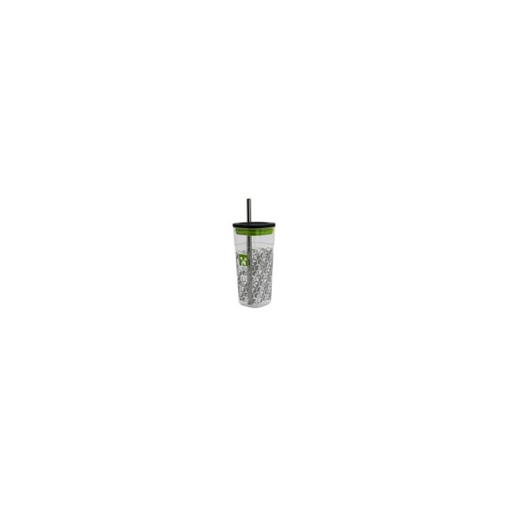 Minecraft - Vaso - Acrilico Cube Con Pajita 540 Ml Minecraft