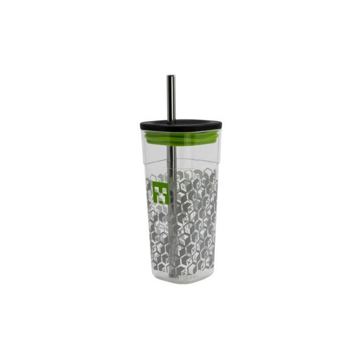 Minecraft - Vaso - Acrilico Cube Con Pajita 540 Ml Minecraft