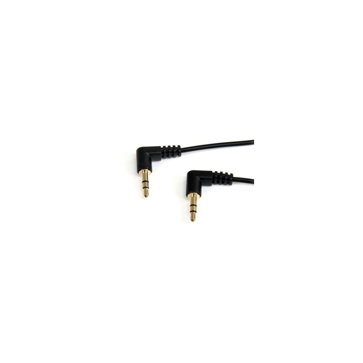 StarTech.com Cable de Audio Estéreo 3,5mm Delgado de Íngulo Recto de 1 pie - Macho a Macho - 0.3m Negro
