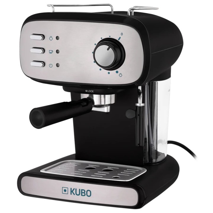 Kubo Cafetera Espresso, Presión 15 bar, Depósito Agua 1.2L, 850W, Vaporizador para capuchino o bebidas con leche, Limpieza Fácil