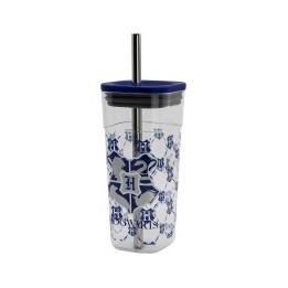 Vaso cube alto de plástico con pajita de acero inoxidable - 540 ml de Harry Potter