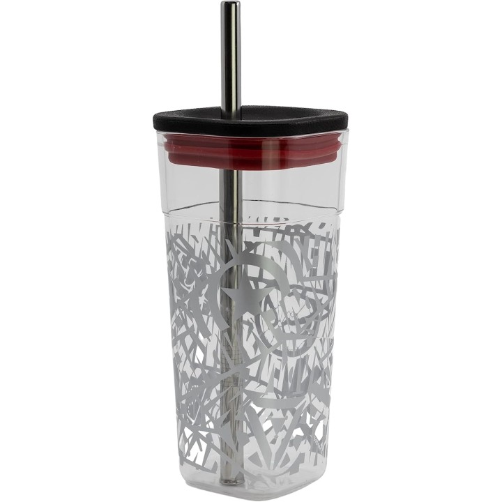 Stor Vaso cube alto de plástico con pajita de acero inoxidable - 540 ml de Marvel