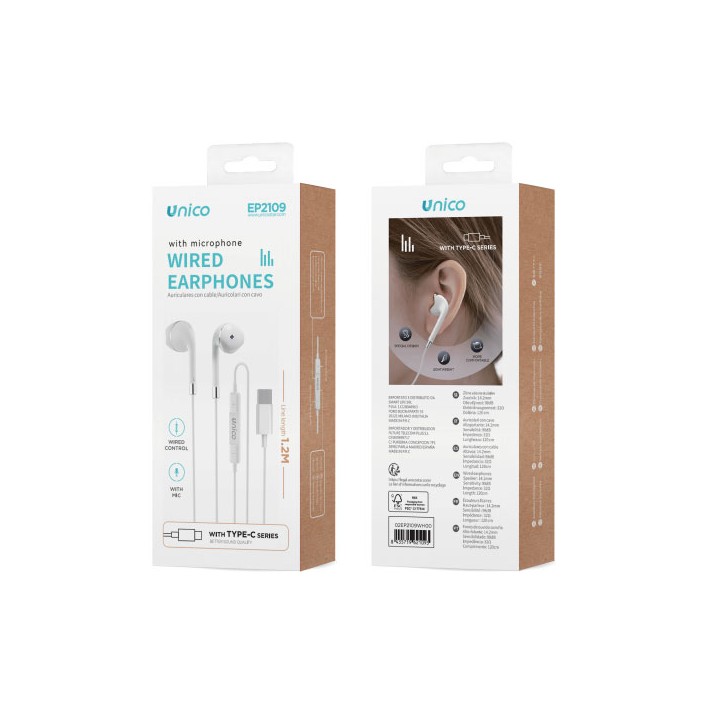 Auricular con cable y micrófono - Conector USB Tipo C