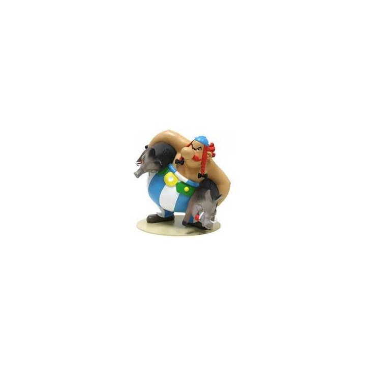 Figura de Obelix Cargando un Jabalí