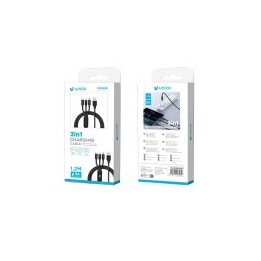 Cable USB Tipo A a Micro USB A, USB C y Lightning - 3,4A 1,2m Negro