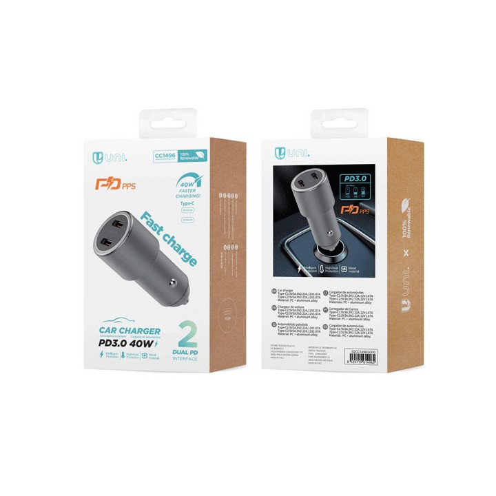 Cargador de Coche Dual Tipo C 40W