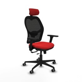 Piqueras y Crespo Jorquera traslack malla negra similpiel rojo brazos 3D base nailon cabecero 2D ruedas 65mm engomada