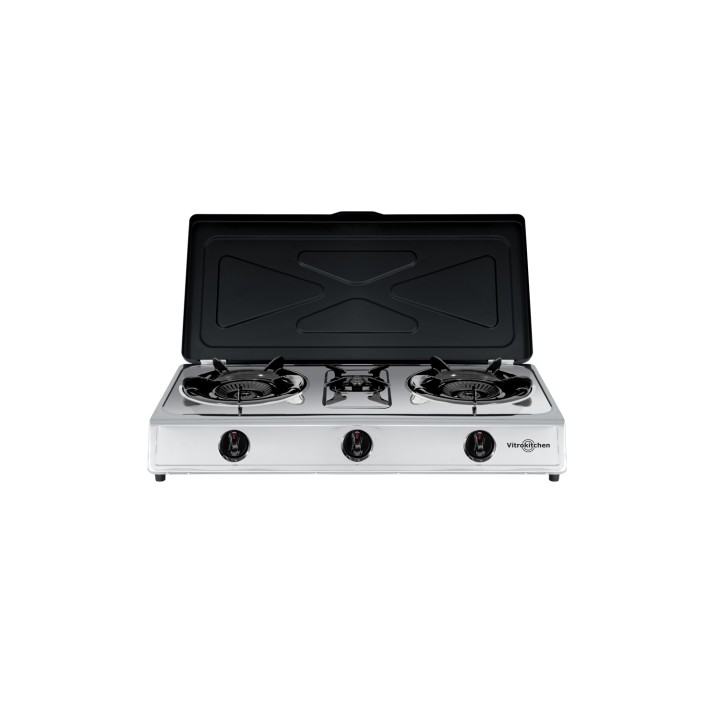 Vitrokitchen 360IB hobs Negro, Acero inoxidable Encimera Encimera de gas 3 zona(s)