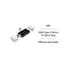 AD2730 Lector de tarjeta 6 en 1 USB, Tipo-C, Micro USB, TF, SD y U Disk – Negro