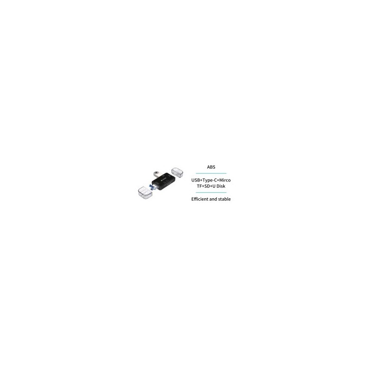 AD2730 Lector de tarjeta 6 en 1 USB, Tipo-C, Micro USB, TF, SD y U Disk – Negro