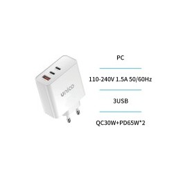 Cargador doméstico tres puertos A+C+C 65W HC2230