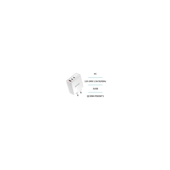 Cargador doméstico tres puertos A+C+C 65W HC2230