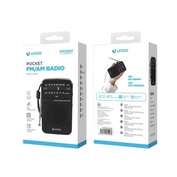 Radio portátil Unico FM2597 DC3V (AAx2) Negro