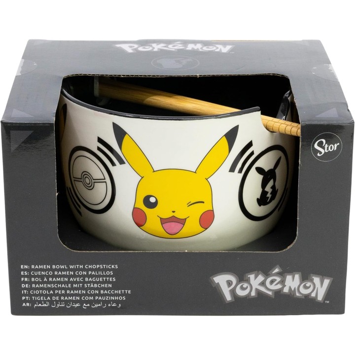 Cuenco de cerámica para ramen Pokémon con palillos en caja de regalo