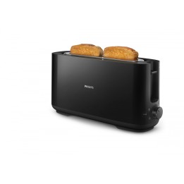 Philips Daily Collection Tostadora de plástico con ranura larga y función para panecillos